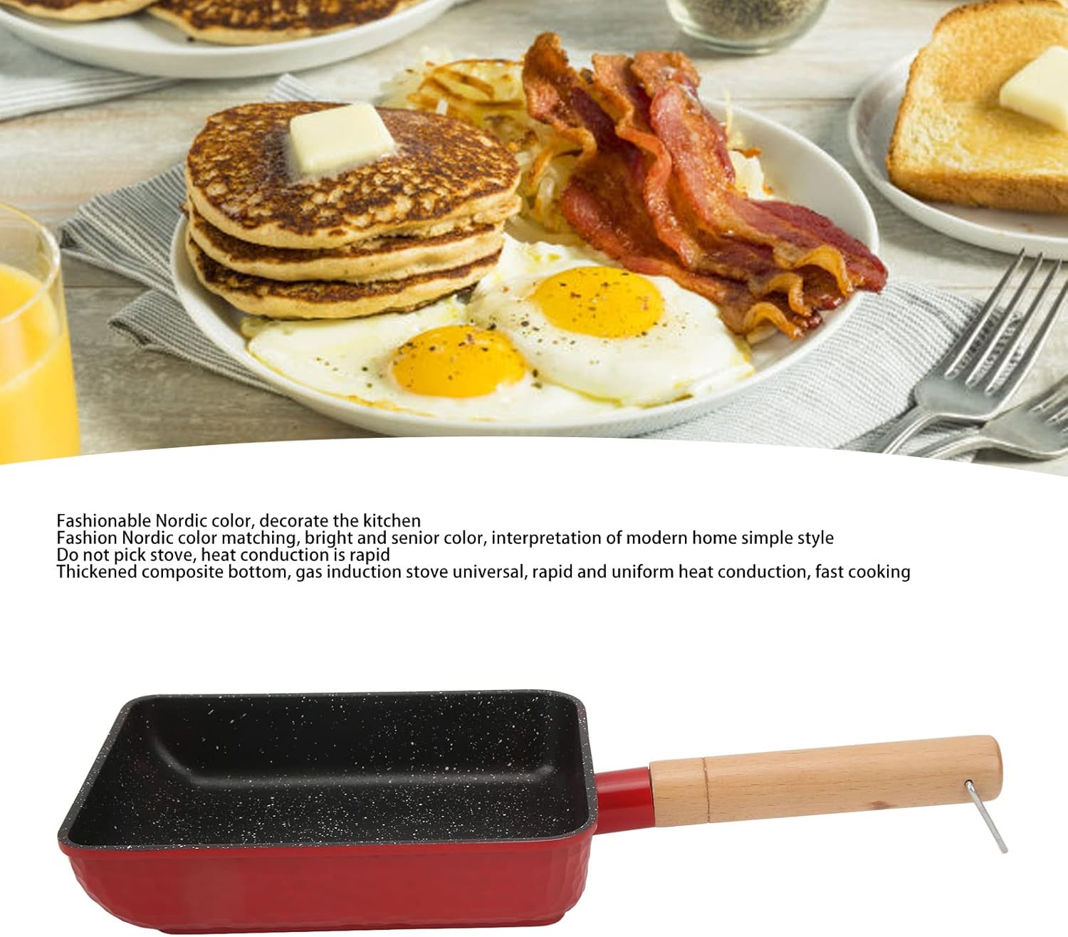 Tamagoyaki Pan, Japanese Omelet Egg Pan Non Stick, 7" x 5", Red G14656
