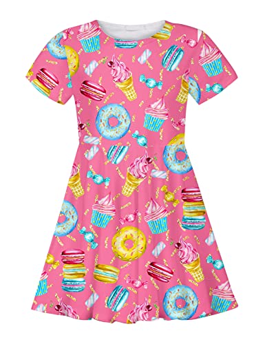 RAISEVERN Little Girls Dress Short Sleeve Casual Kids Summer Sundress for 2-9 Years