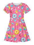 RAISEVERN Little Girls Dress Short Sleeve Casual Kids Summer Sundress for 2-9 Years