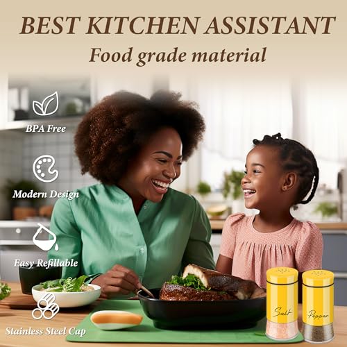 Gold Salt and Pepper Shakers Set, 5 oz Modern Farmhouse Kitchen Decor D859