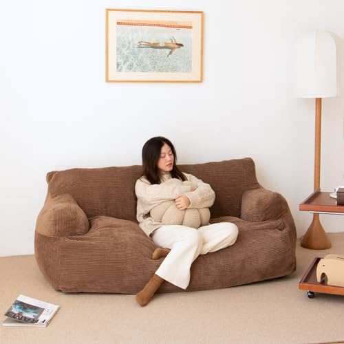 N&V Giant Twin Size Bean Bag Sofa with Removable Cover, Brown Z40299