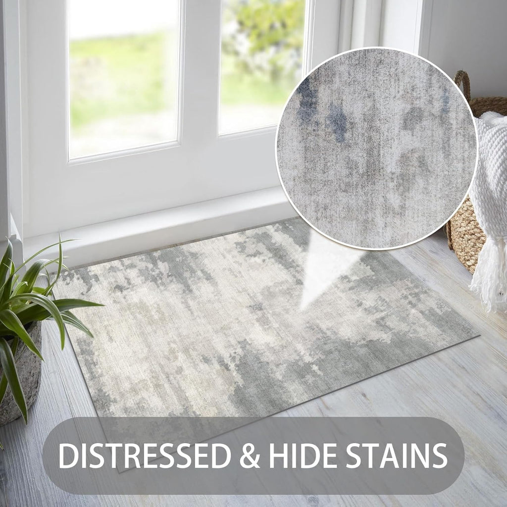 Thin Door Mats for Inside Entry, Non-Slip Low Profile Rubber Floor Mat 47" x 31" E120353