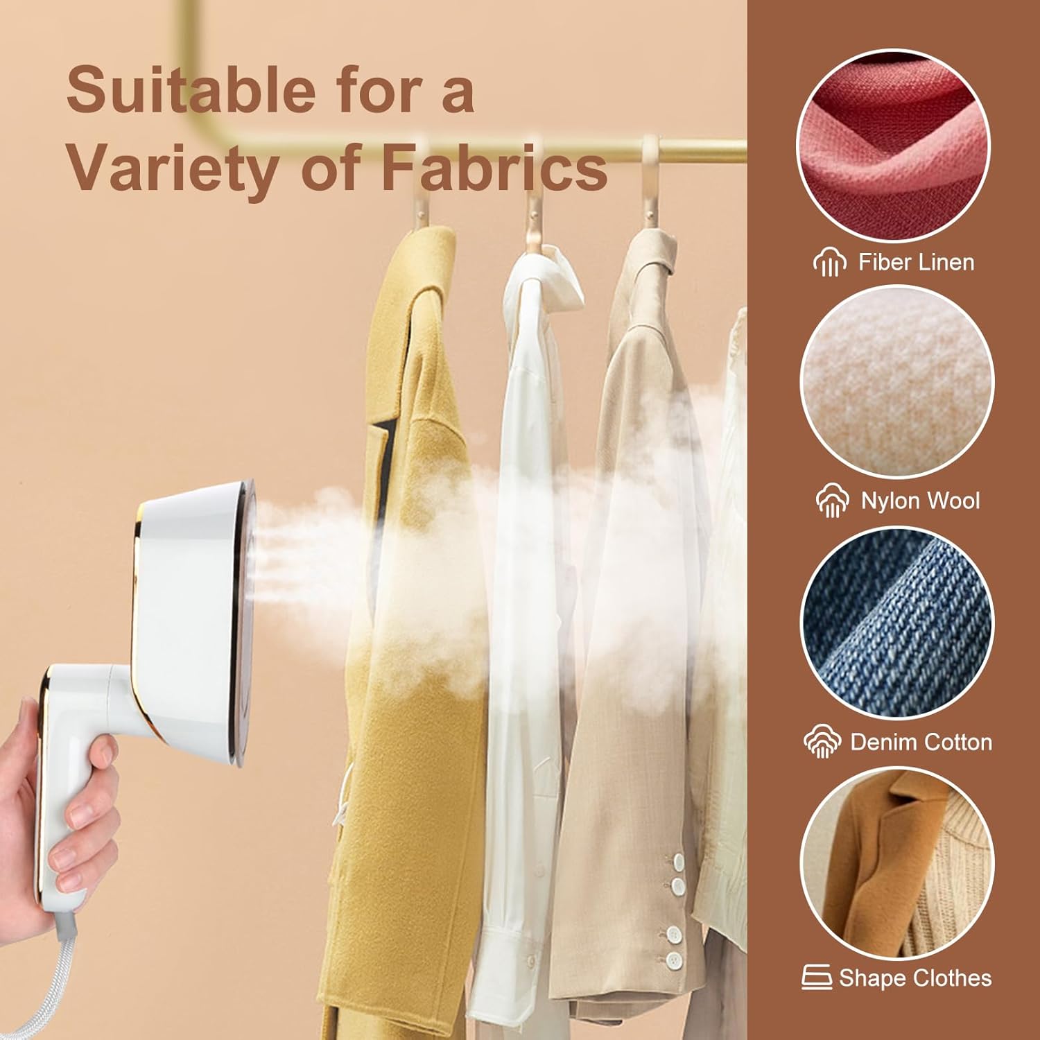 Portable Travel Steamer for Clothes, 1300W Handheld Iron with LCD Screen J8164