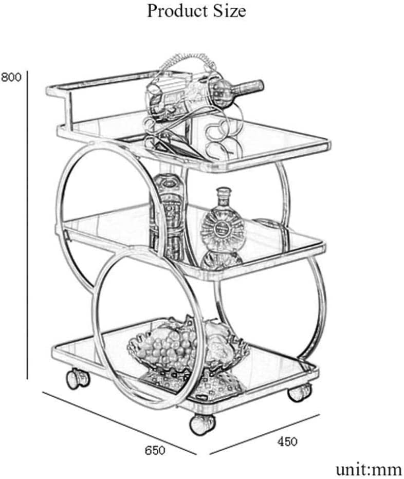 Bar Cart Rolling Kitchen Cart with Tempered Glass Wine Storage L16572