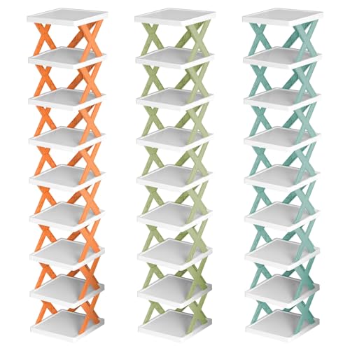 iMounTEK Shoe Rack Organizer 9-Tier Narrow Entryway Plastic Vertical Shoe Shelf D11217
