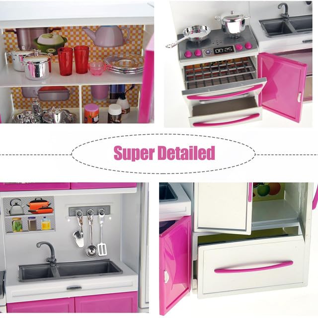 Doll Kitchen Playset for Kids, 4-in-1 with Lights & Sounds M552