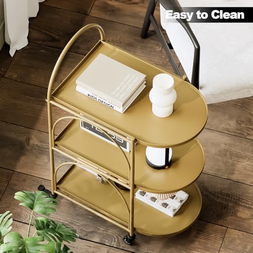 XIV Bar Cart with Wheels, Metal Kitchen Storage Cart, Black V33108
