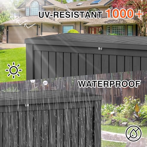 150 Gallon Outdoor Resin Deck Box Storage, Lockable & Waterproof, Brown J5201