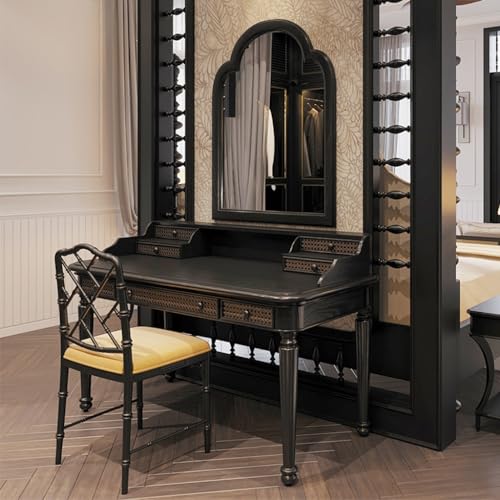 French Retro Solid Wood Dressing Table with Chair K80448