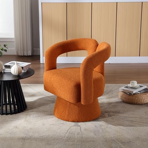 Round Armchair with Wide Upholstered Seat for Living Room Bedroom Office, Rose Red C797382