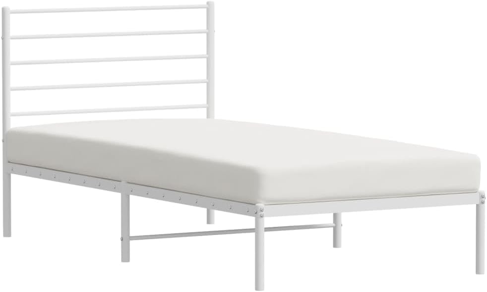 Asomie Metal Bed Frame with Headboard White I247478