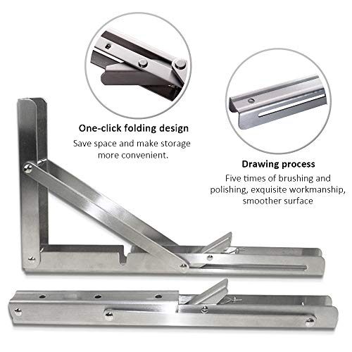 Storystore Folding Shelf Brackets Heavy Duty Stainless Steel for Bench Table B68805