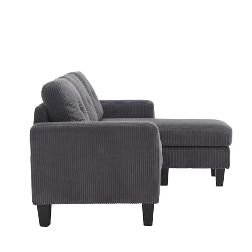 Modern Velvet L-Shaped Sofa with Reversible Chaise and Ottoman B25676