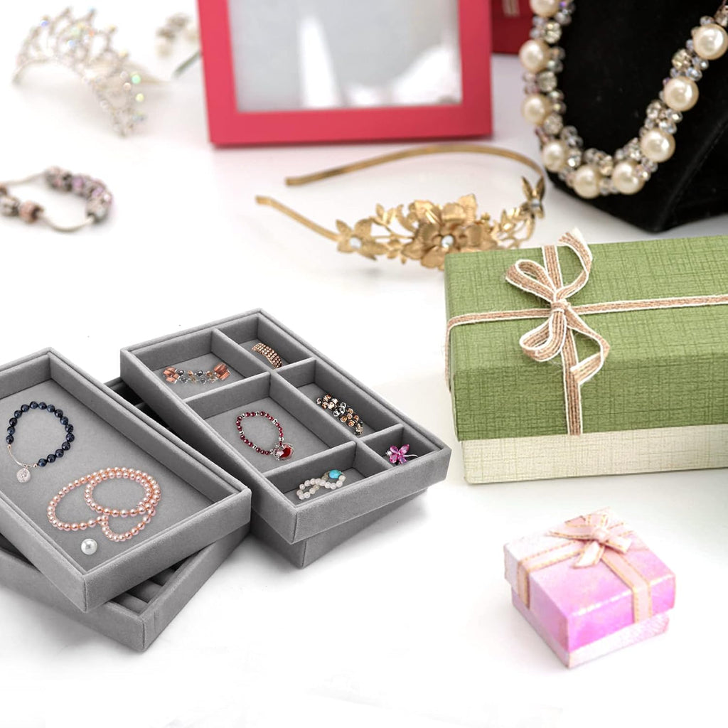 Stackable Jewelry Organizer Trays for Drawers with Removable Dividers X49693