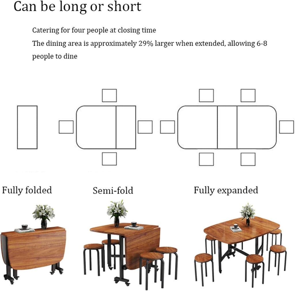 Butterfly Folding Dining Table Set with 4 Chairs and Wheels K379175