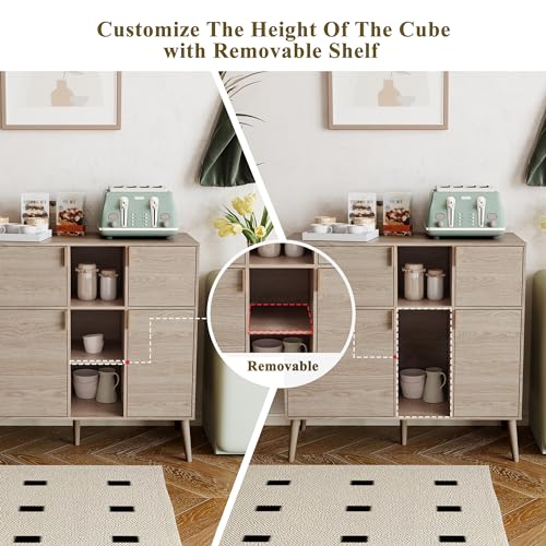 Storage Cabinet with 4 Doors and 3 Open Shelves E850554
