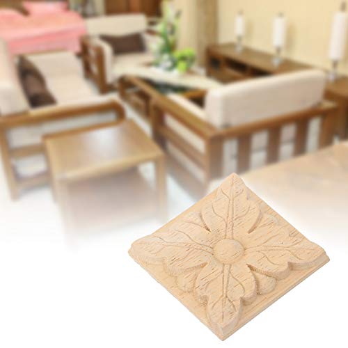Jerliflyer 4pcs Square Wood Appliques for Furniture Cabinet Doors Y1195