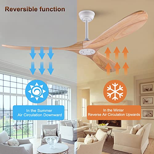 Solid Wood 60 inch Ceiling Fan with Remote Control for Indoor Outdoor G273364