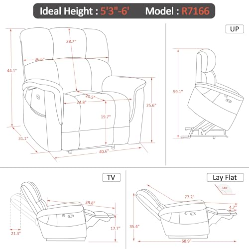 MCombo Dual Motor Power Lift Recliner Chair with Massage and Heating, Beige F8967