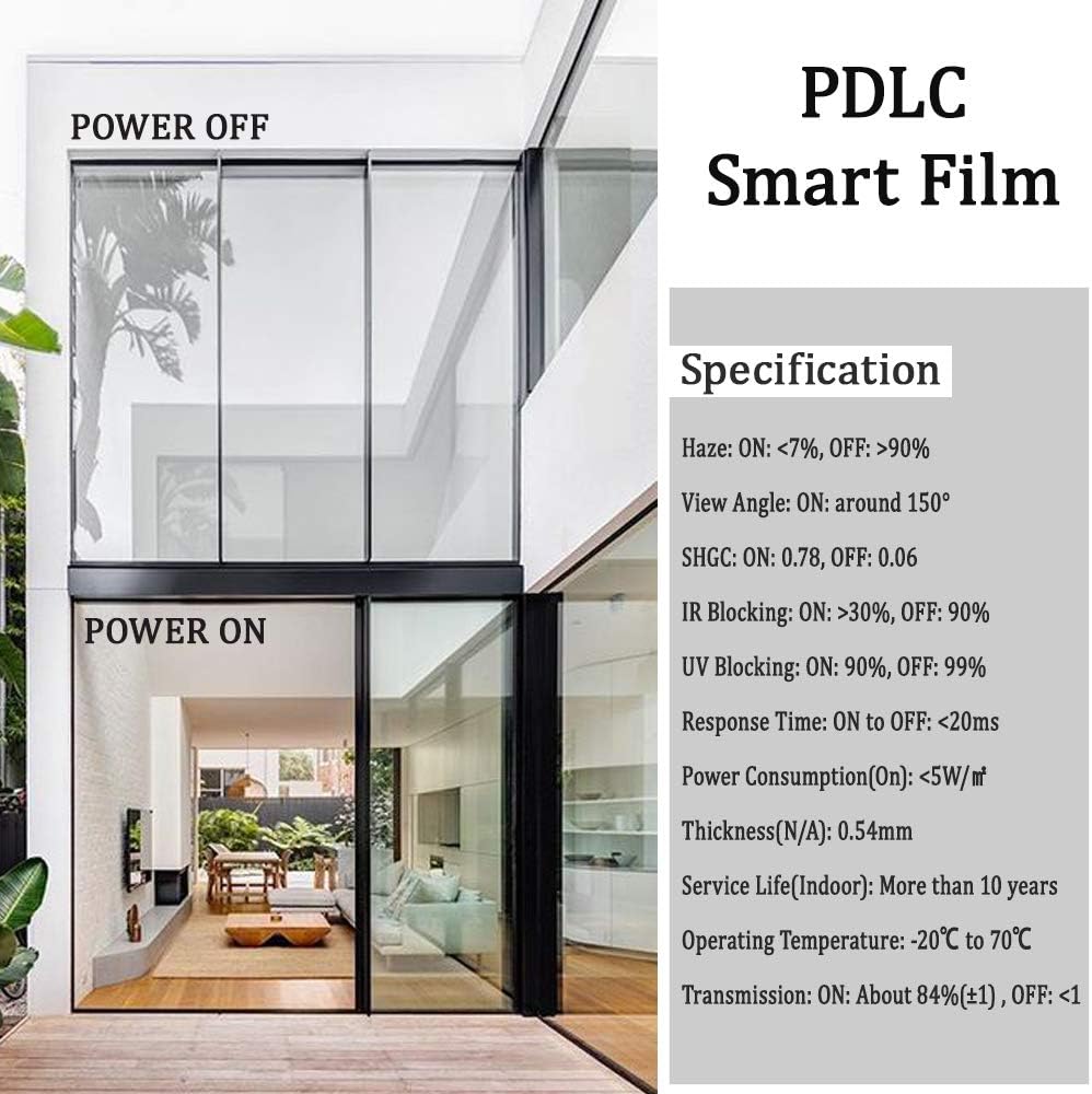 PDLC Switchable Smart Film Privacy Window Sticker 6x12in J757