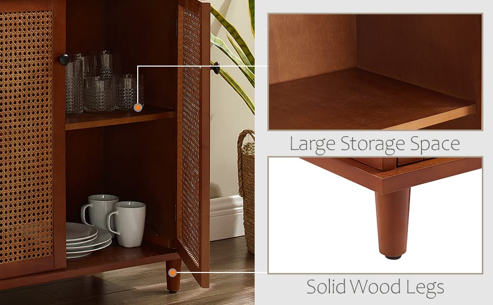 Zouron Entryway Cabinet with Metal Handle Doors, Wood Accent Storage B5162