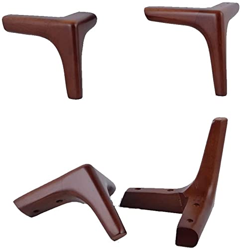 Solid Wood Furniture Legs Set of 4, Triangle Sofa Feet, Walnut, with Screws W743882