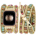 Handmade Beaded Boho Watch Band, Boho Watch for women, Bracelet Compatible with Apple Watch 38mm/40mm/41mm/42mm/44mm/45mm-Watch Strap for Iwatch Series 8/7/6/5/4/3/2/1/SE (42/44/45mm, Mahogany Grain)