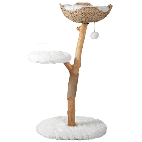 Wooden Cat Tree Tower, Modern Single Branch Cat Condo, Wood Cat Tree, Cat Climbing, Furniture for Cat, Cat Lover Gift, Cat Furniture,Cat Gift by MAU LIFESTYLE (Brown)