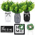 Jexine 12 Pcs Eucalyptus Mason Jar Table Centerpieces Farmhouse Tiered Tray Decor Home Table Decor This is US Wooden Signs Decorative Spring Summer Decor for Table Home Wedding Dining Kitchen Decor