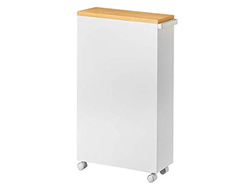 YAMAZAKI Home Rolling Slim Bathroom Utility Cart with Handle - White A514