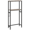 HOOBRO Over The Toilet Storage, 2-Tier Over Toilet Bathroom Organizer Shelf, with Toilet Paper Holder and Hooks, Sturdy and Durable, for Bathroom, Toilet, Greige and Black BG49TS01