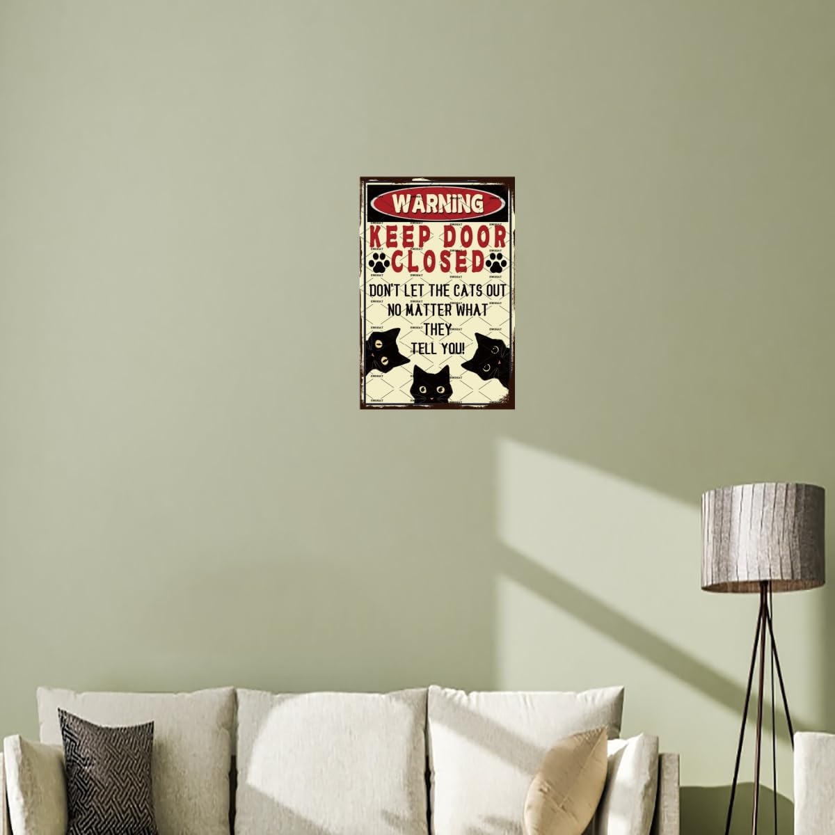 Funny Black Cat Warning Metal Sign 8x12 Inch Wall Decor G618