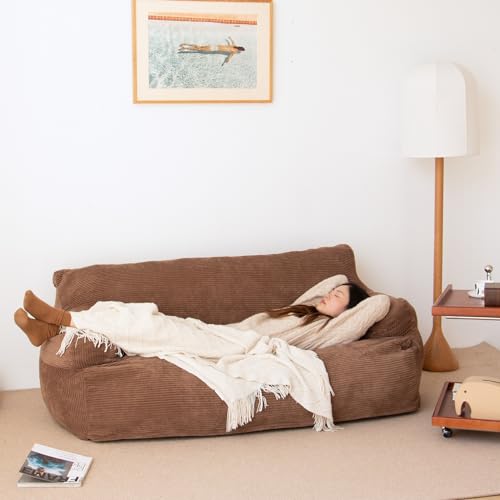N&V Giant Twin Size Bean Bag Sofa with Removable Cover, Brown Z40299