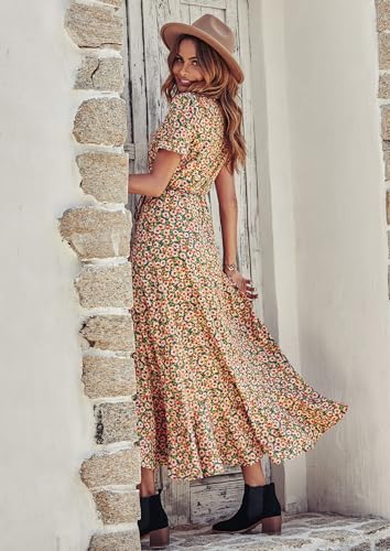 PRETTYGARDEN Women's Summer Wrap Maxi Dress Floral V Neck P753439