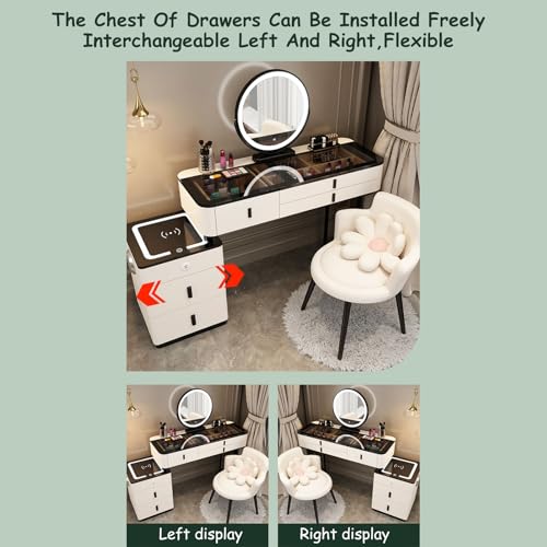 Vanity Mirror with Lights and Desk, Makeup Table Set with Stool D763