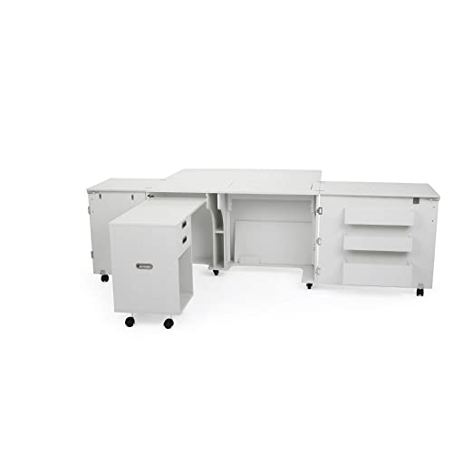Kangaroo Sewing Furniture Aussie Sewing Cabinet with Quilt Blocks - Ash White I97430
