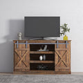 Yoglad Wooden Farmhouse Style 53.9 Inch TV Stand Storage Shelves, Entertainment Center Television Stands with Sliding Wood Barn Doors, Cabinet Console for Living Room Bedroom, Rustic Natural (04)