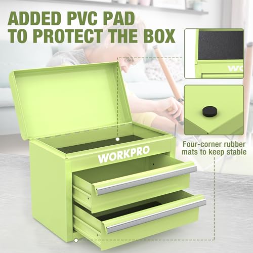 WORKPRO Mini Metal Tool Box with 2 Drawers and Top Storage V906802