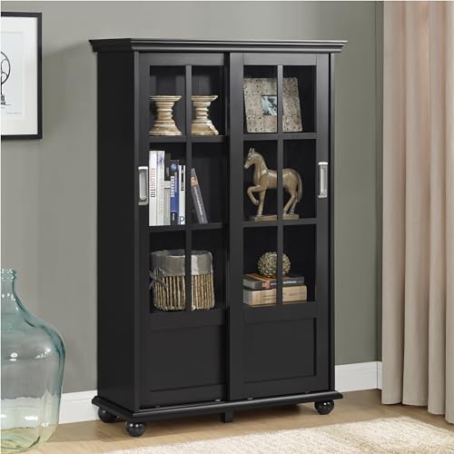 Ameriwood Home Aaron Lane Bookcase with Sliding Glass Doors, Red F651900