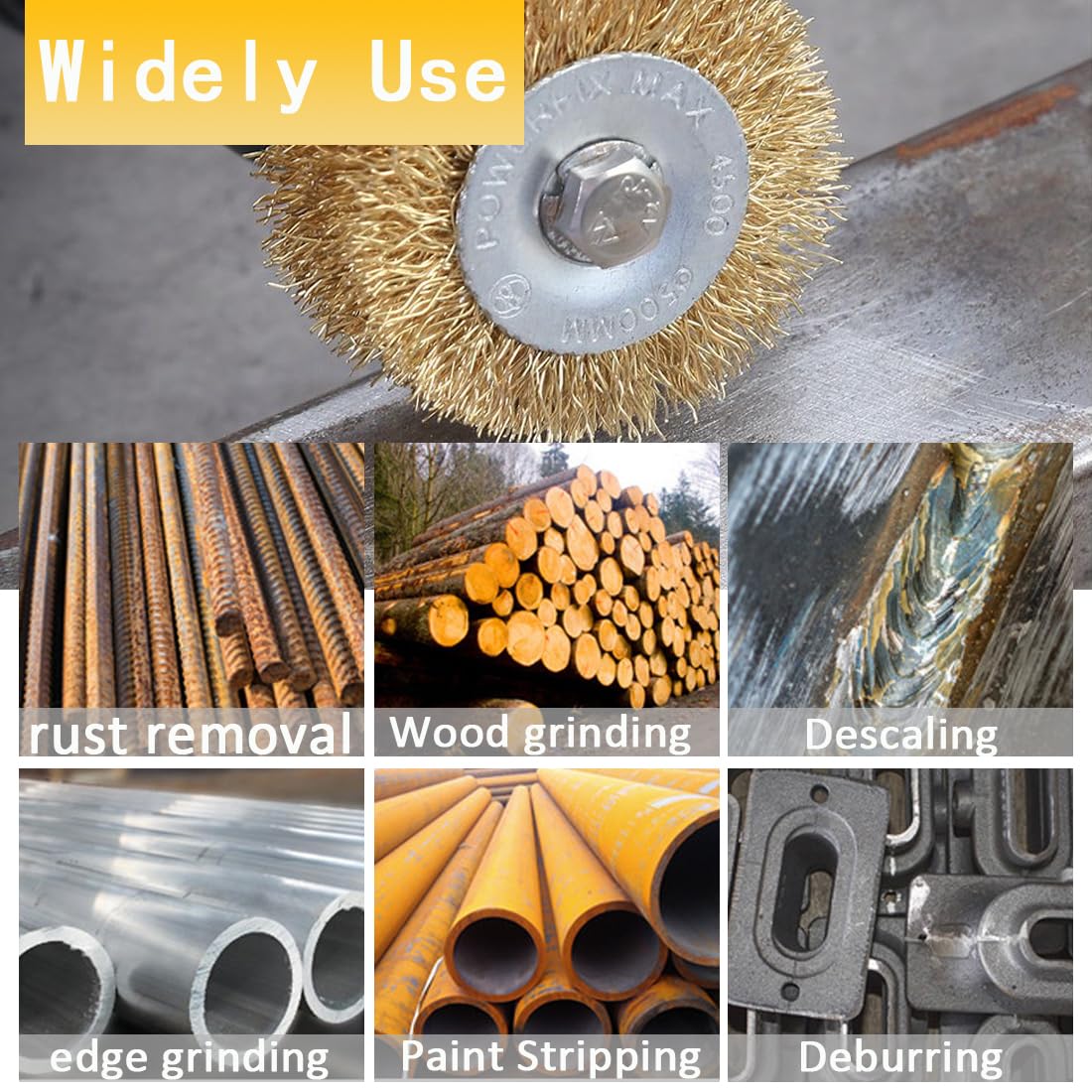 BeQell Brass-Coated Wire Wheel Brush Kit for Drill, 6pcs Cup Brush with 1/4-Inch Shank V32617