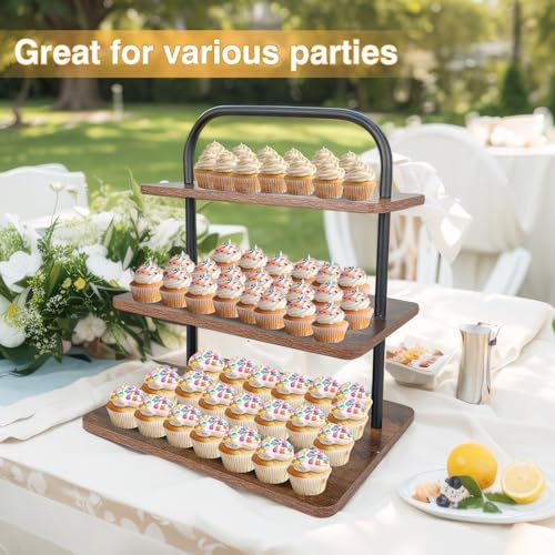 3 Tier Square Wood Cupcake Stand for 50 Cupcakes Y487942
