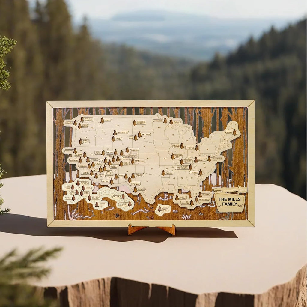 National Parks Map with Travel Tracker Checklist Wall Art T46291
