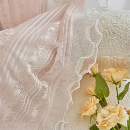 Sheer Pink Ruffle Curtains for Girls Bedroom G616706