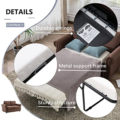 RUNNA Modern Linen Pull Out Sofa Bed with Twin Memory Foam Mattress, Gray F452643