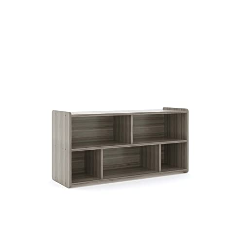 Toddler 5-Compartment Storage Cubby Shelf - Wooden Book and Toy Organizer for Kids Classroom, Nursery, Daycare, Playroom, 46" W x 23.5" H (Maple, Assembled)