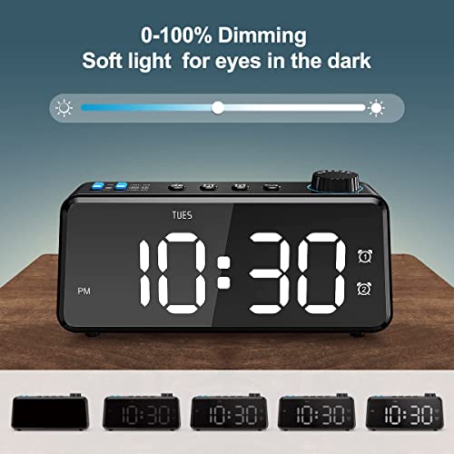 ANJANK Digital FM Radio Alarm Clock with Large Display for Bedroom Q9768