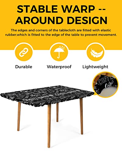 Fitted Square Table Cover, Rustic Farm Wood Grey Brown Vinyl, Waterproof, 24x36 Inch E18074