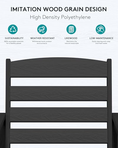 SERWALL 5 Pieces Adirondack Bar Chairs Set with Bar Pub Table, Outdoor Patio Furniture, Black M46444
