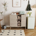 Storage Cabinet with Doors and Shelves, Pantry Cabinet Cupboard w/4 Doors 3 Open Shelves, Freestanding Sideboard Buffet Cabinet Floor Cabinet for Kitchen Laundry Utility Room