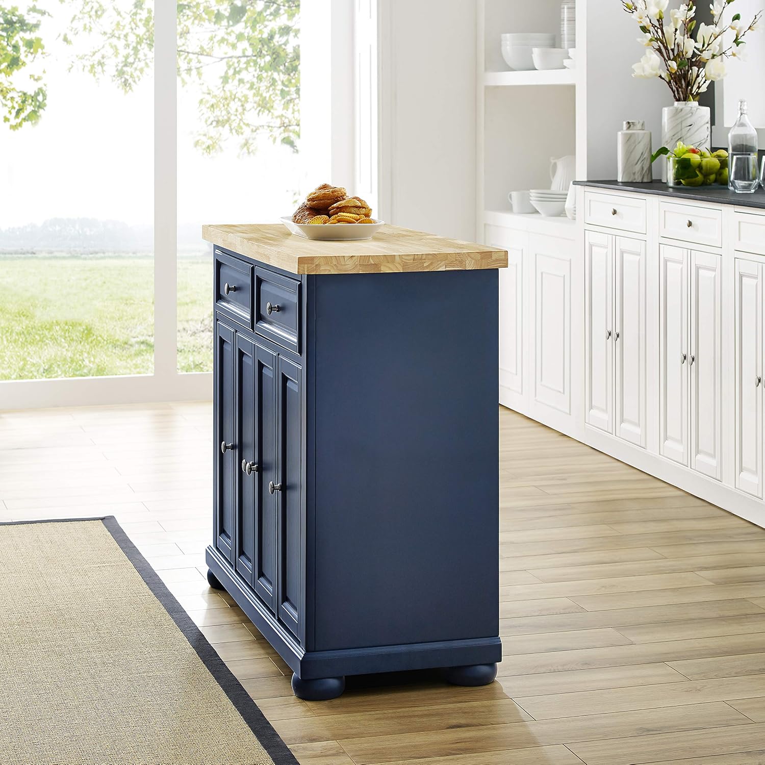 Crosley Furniture Madison Kitchen Island with Butcher Block Top, Navy P658070